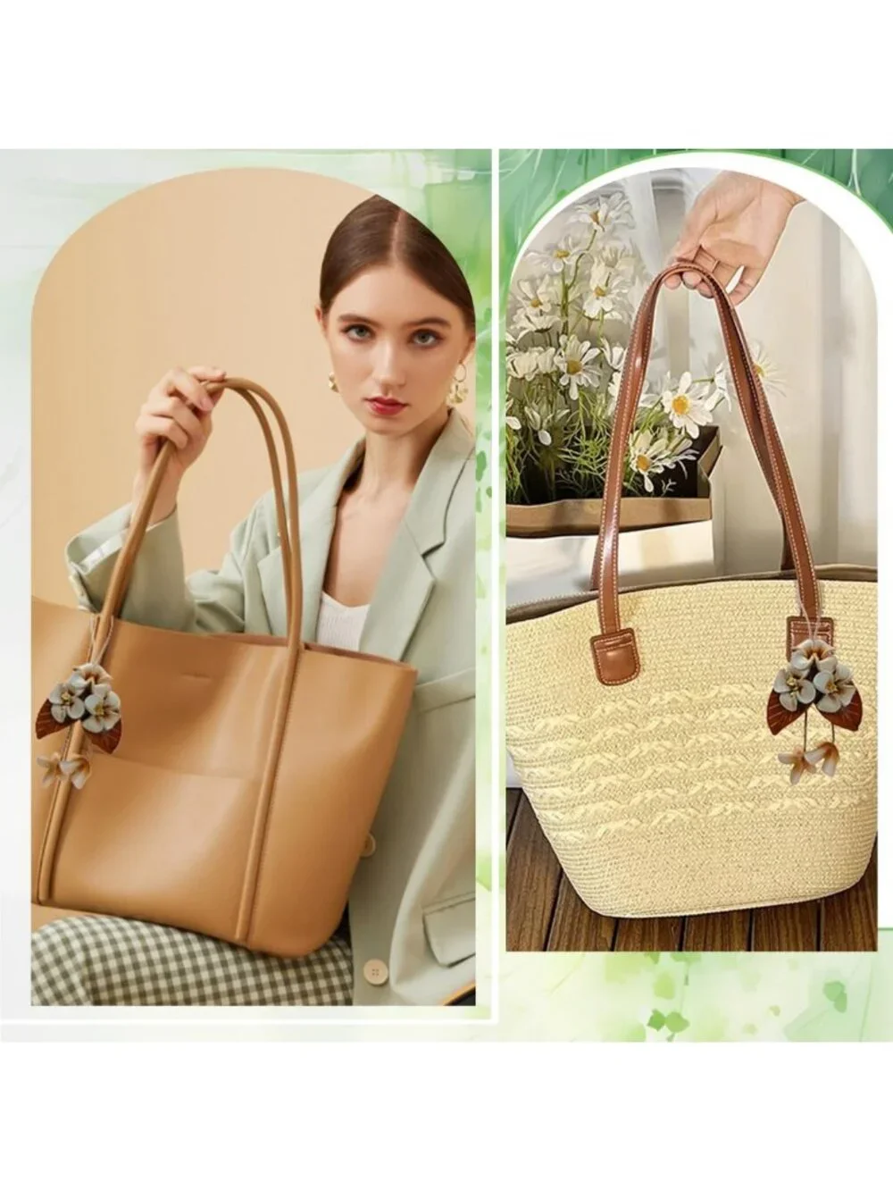 Boho Genuine Leather Flower Bag Charm | Rose Keychain Pendant | Unique